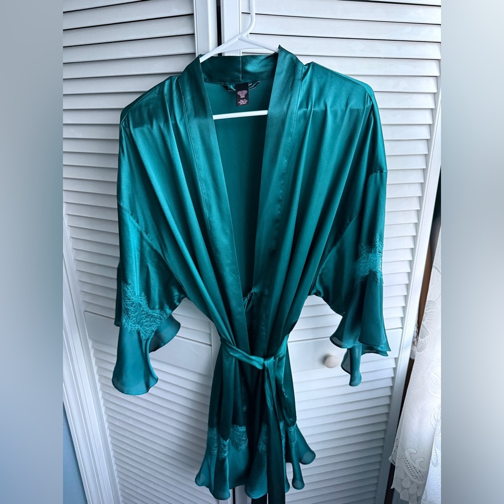 Victoria’s Secret Dark Green Satin Robe